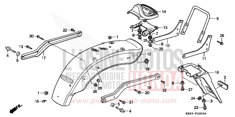 REAR FENDER for CA125 REBEL MAGNA RED (R201) from 1995